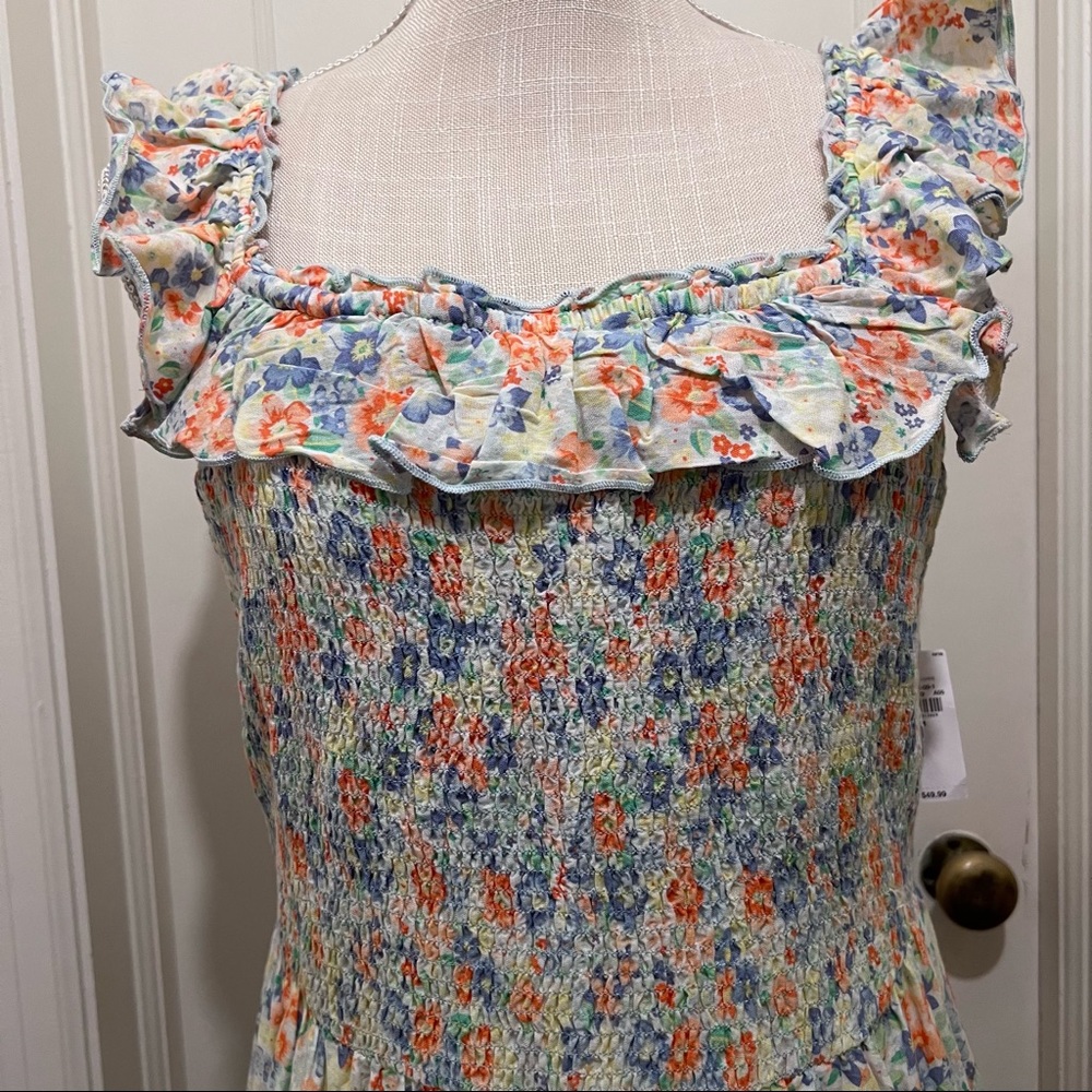 NWT Old Navy Sleeveless Smock Tiered Dress Multi Floral Medium - Picture 8 of 12